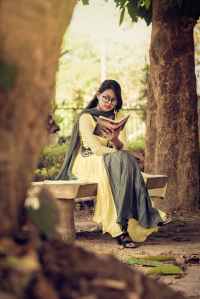 woman reading book
